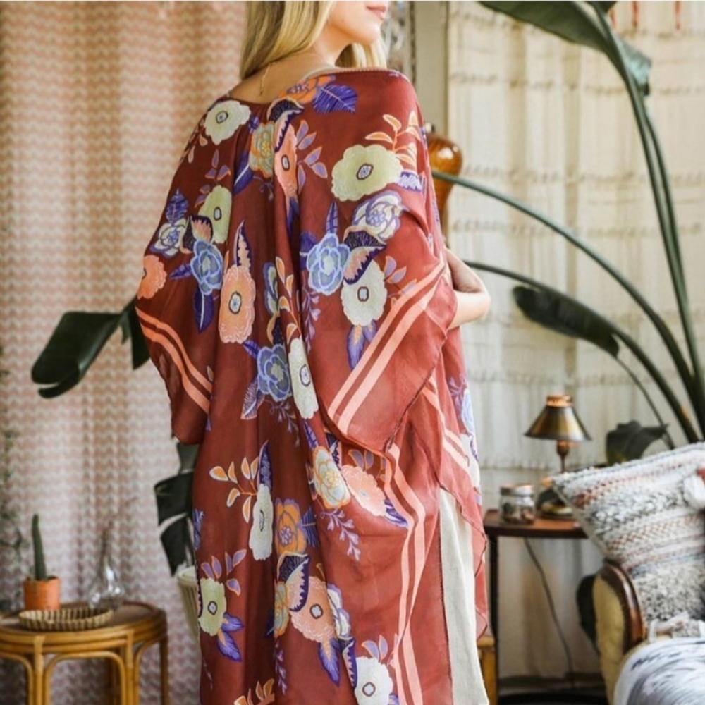 New Floral Kimono, Rust